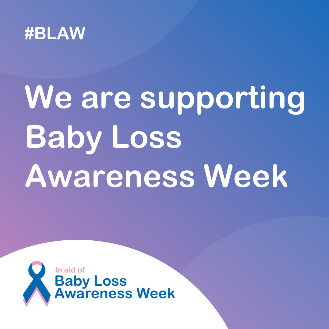 social image for BLAW which says we are supporting baby loss awareness week on a pink and blue background,